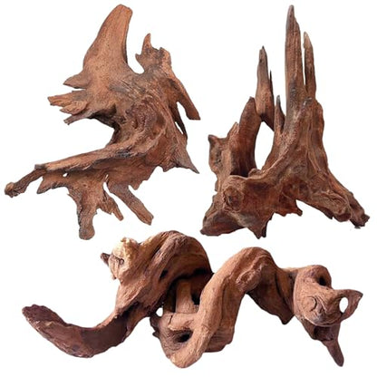 Jorewood Natural Aquarium Driftwood for Fish Tanks & Reptile Terrariums – Safe Fish Tank Decorations, Unique Twisted Branches 3-Piece 7-11 Inch Low Tannin, Easy to Sink - size: Mopani Driftwood 7 to 11 Inch (Pack of 3)
