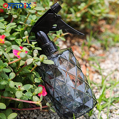Glass Spray Bottle,Plant Mister, 0.35L/11.8oz Pressure Watering Can with Adjustable Nozzle Watering Handheld Bottles for Garden Plants Cleaning Solutions(Gray - color: Rhombus Gray