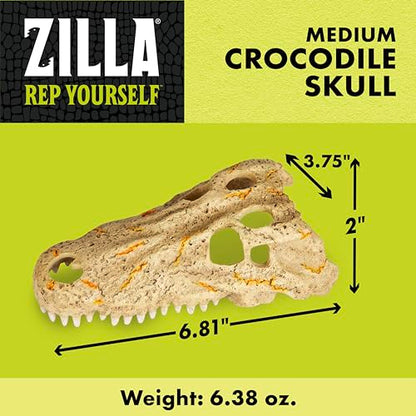 Zilla Rapid Sense UV Detecting Pet Reptile Terrarium Décor, Detects UVB Levels, Crocodile Skull, Medium - size: Medium