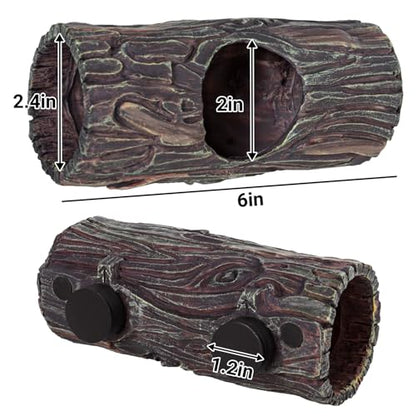 REPTIZOO Magnetic Reptile Hide Cave Resin Hollow Tree Trunk Hideout, Gecko Hide with Strong Magnetic Climbing Toy Reptile Tank Accessories for Crested Gecko,Lizard, Terrarium Decor