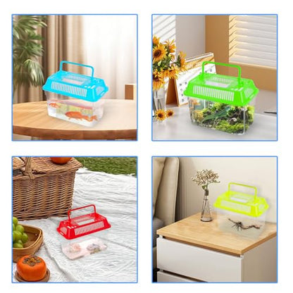 20 Pack Plastic Fish Tank, Small Reptile Terrariums Carrier Cage | Tarantula Enclosure Snake Breeding Case, Mini Fish Box for Pets, 5.9" x 3.5" x 4.3", Fish Bowls