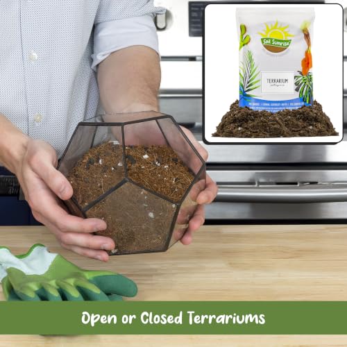Soil Sunrise Terrarium Potting Soil Mix (8 Quarts) w/Blended Filtering Charcoal Custom Made for Terrariums