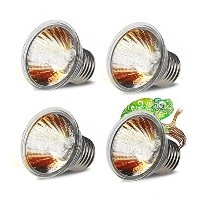 4 Pack 75W UVA UVB Reptile Light Bulbs,Basking Light Heat Lamp for Reptiles and Amphibian Terrariums Tank Cage for Turtle,Bearded Dragon,Chicken.Works with Various Lamp Fixtures Come with UV Test Card