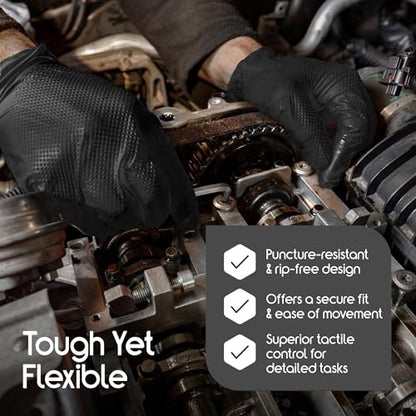 Inspire 6 or 8 Mil HEAVY DUTY Stretch Nitrile Black Gloves Disposable Latex Free - color: Black 8 Mil, size: Small