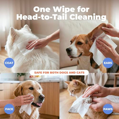 Best Pet Supplies Cleaning Dog Wipes - Hydrating Aloe, 100 Count | Unscented, Large 8x9" Pet Wipes, Vitamin E, Puppy & Cat Safe, Gentle Grooming, Resealable Pouch Prevents Drying - color: Hydrating Aloe Vera, size: 100 Count