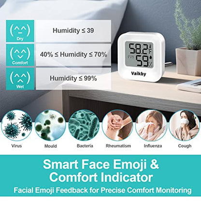 Indoor Humidity Meter Hygrometer 4Pack, Room Thermometer for Accurate Room Temperature Monitor, Digital Hygrometer with Indoor Thermometer for Home, Baby Nursery, and Humidity Sensor Enhanced Comfort
