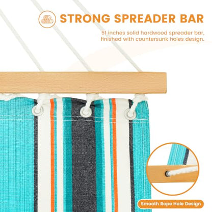 Lazy Daze 12 FT Sunbrella Fabric Hammock, Non-Fading Double Outdoor Hammock | 2 Person Hammock with Pillow, Straps, Carabiners , All Weather Fade Resistant for Outside, Token Surfside - color: Token Surfside