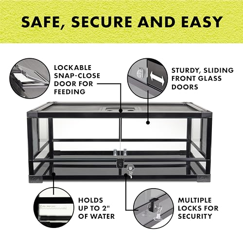 Zilla QuickBuild Reptile 20 Gallon Glass Terrarium Habitat with Swing Door For Geckos, Snakes, Lizards, Frogs, Turtles, and Tortoises, 30" x 12" x 12" - size: 30x12x12