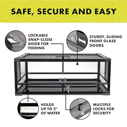 Zilla QuickBuild Reptile 20 Gallon Glass Terrarium Habitat with Swing Door For Geckos, Snakes, Lizards, Frogs, Turtles, and Tortoises, 30" x 12" x 12" - size: 30x12x12