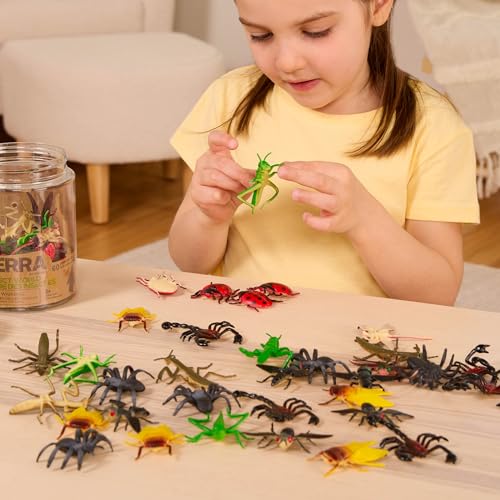 Terra by Battat Insect World Bug Toys, 60 Mini Figures in Tube, Insects | 60-Piece Set with 12 realistic bug designs including ants, spiders, scorpions, dragonflies, and more in a tube, 3+ Years - style: 60pcs Insects & Bugs