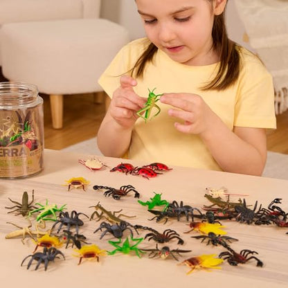 Terra by Battat Insect World Bug Toys, 60 Mini Figures in Tube, Insects | 60-Piece Set with 12 realistic bug designs including ants, spiders, scorpions, dragonflies, and more in a tube, 3+ Years - style: 60pcs Insects & Bugs