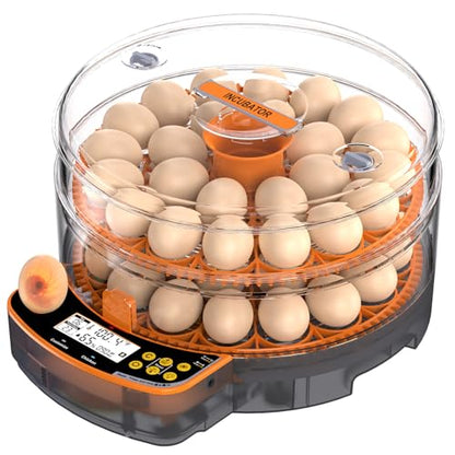 48 Egg Incubator - Smart Incubators for Hatching Chicken Eggs with Temperature & Humidity Control, Egg Candler, Auto Egg Turner, and Abnormal Alarm