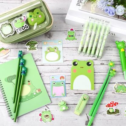 Ulema 52pcs Cute Frog Stationery Set Frog Gifts for Boys Girls Birthday Back to School and Classroom Rewards Office Supplies with Frogs Stuff. - style: Frog