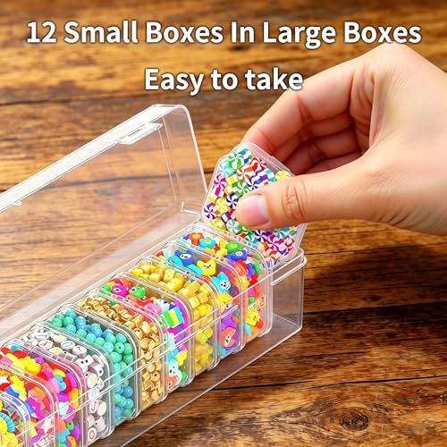 Bead Organizer Box, 13 Pcs Compartments Clear Plastic Storage Containers Set for Bracelet Making DIY, Jewelry, Small Parts - size: 13 Compartments