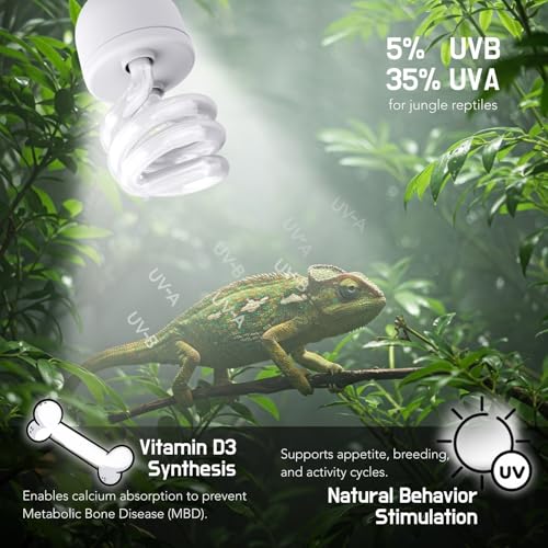 UVB Reptile Light, 13W UVB5.0 Bulb, UVA UVB Reptile Light Bulb Lamp for Leopard Gecko Crested Gecko,Turtle,Chameleon UVB Bulbs for Jungle Reptiles - color: Uvb5.0, size: 13 Watts