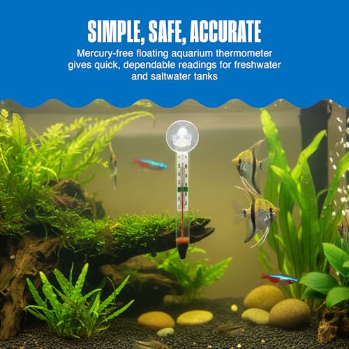 Penn-Plax Therma-Temp Floating Aquarium Thermometer - Easy to Read - Temperature Gauge with Optional Suction Cup & Removable Mount - Safe for Freshwater & Saltwater Tanks - Multicolor, 4.25 Inches - size: X-Small (5-15 lbs), style: Multicolor