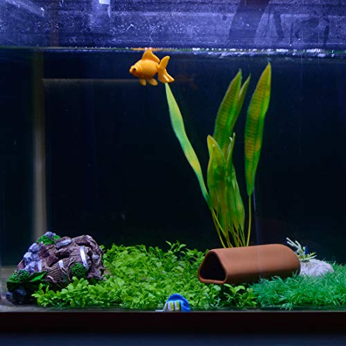 Saim Aquarium Ceramic Cave Decoration,Pleco Hideaway Fish Tank Accessories with 3 Small Fish for Betta Shrimp Shelter Breeding Tube Hiding Rest and Play