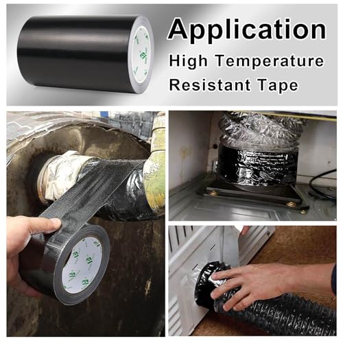 BOMEI PACK Adhesive Black Aluminum Foil Heat Shield Tape Barrier 7in x 66ft, Fiberglass Thermal Insulation Reflective Material High Temp Protection 1 Pack - size: 7inch x 66ft