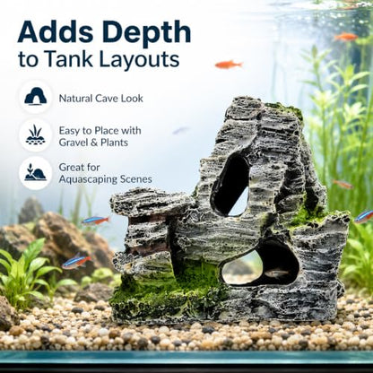 Artificial Moss Rock Cave Aquarium Decor, Fish Tank Hideout, Mountain Terrain Ornament