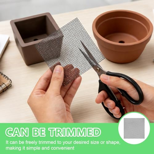 60 Pcs Planter Mesh Drainage Screens, 4 in Square Pads for Flower Pots Hole | Bonsai Flower Pot Bottom Grid Mat Mesh Cover ; Trim to Fit Pots to Help Retain Soil While Allowing Excess Water to Drain