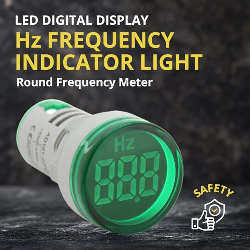 Round Frequency Meter LED Digital Display Hz Frequency Indicator Light with Measuring Range 0-99HZ, 22mm, Around 200ms/ time, Measuring Temperature -20 to 199C° - Green (3 Pack) - style: Green - Frequency