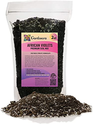 Premium African Violets and Gesneriad Premium Soil Mix by Gardenera - Horticultural Perlite, Vermiculite, Sphagnum Peat Moss - Made in USA - (2 Quart) - color: AFRICAN VIOLETS SOIL, size: 2 Quart