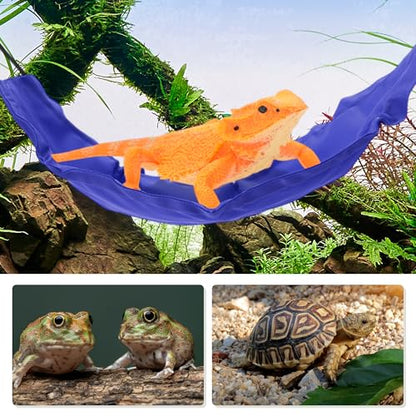 Bearded Dragon Hammock, Lizard Hammock with Suction Cups Hooks, Bearded Dragon Tank Accessories, Reptile Lounger for Geckos, Blue, 1 Set - color: Blue