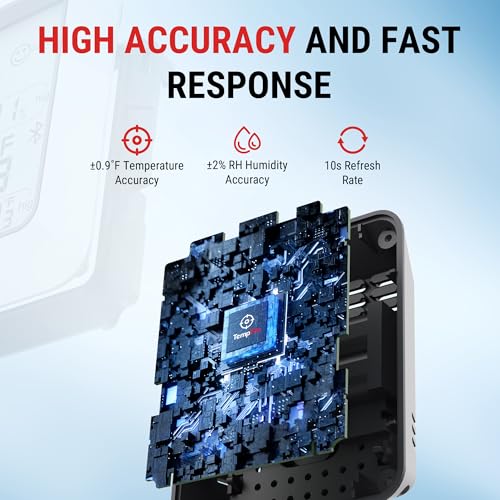 TempPro TempAir Bluetooth Hygrometer Thermometer for Greenhouse Up to 260ft | Room Indoor Thermometer Humidity Monitor, Humidity Meter Temperature Sensor with 2-Year Data Export&Large Backlit Display - size: Bluetooth
