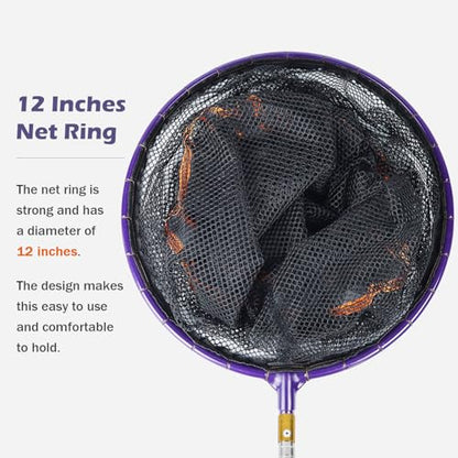 Snake Catcher Grabber Stick and Net, Telescopic Grabber Handling Tool | Reptile Snake Grabber Tool, 16 to 60" Telescopic Pole Stick, 12" Ring, Secure Drawstring, Transporting and Capturing Snakes