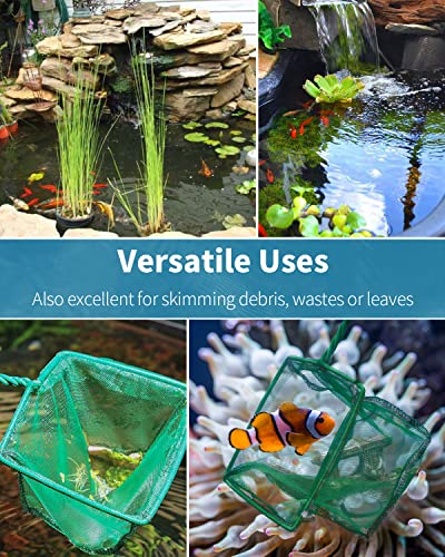 Pawfly Aquarium Fish Net with Braided Metal Handle Square Net with Soft Fine Mesh Sludge Food Residue Wastes Skimming Cleaning Net for Fish Tanks Small Koi Ponds and Pools - style: 8 Inch