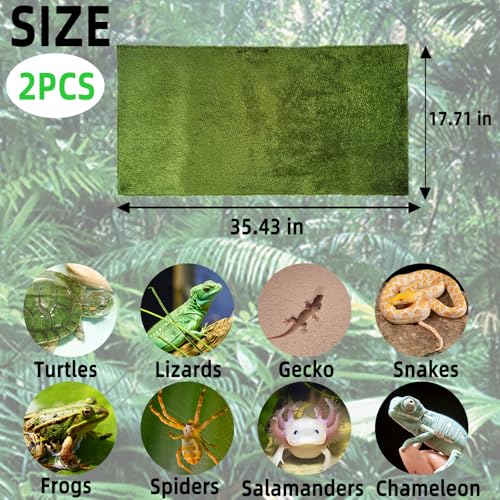 kathson 2Pcs Reptile Carpet Mat,35.4 x 17.7 in Terrarium Bedding Substrate Liner,Tortoise Imitation Rainforest Crawler Mats for Snakes Bearded Dragon Gecko Chameleon Turtles Iguana - color: 2PCS（XXL）：35.43 X 17.71 in
