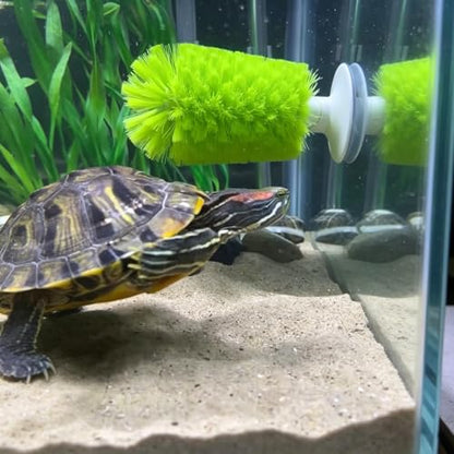 Turtle Tank Accessories 4-Piece Set, Turtle Tank Decor and Turtle Brush for Daily Feeding and Shell Cleaning