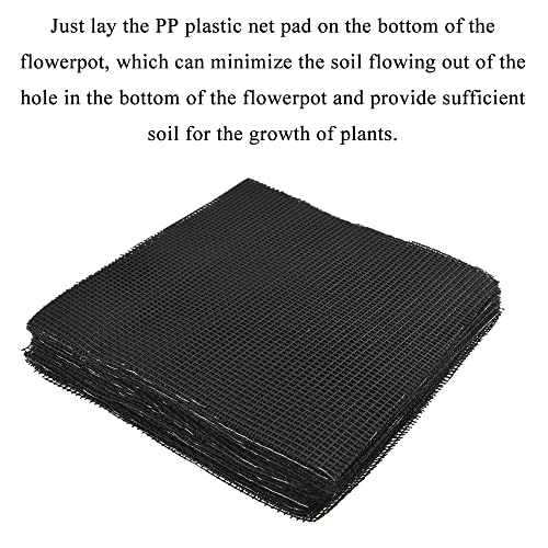 HAHIYO 50PCs 4Inch/10Cm Black Square Glassfibre Flower Pot Hole Mesh Pad Bottom Grid Mat Bonsai Drainage mesh Hole Screens Gasket Prevent Soil Loss Breathable Gasket Drainage Netting for Bonsai - size: Square-4In-50P