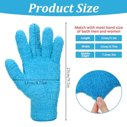 Abeillo Microfiber Gloves for Plants Dusting Cleaning, Reusable Washable Cleaning Gloves Mittens House Cars Blinds Dusting - color: Navy Blue