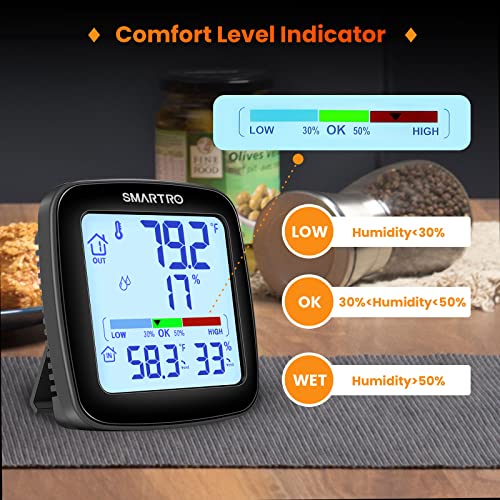 SC92 Professional Digital Wireless Indoor Outdoor Thermometer | Hygrometer Room Humidity Gauge Temperature and Humidity Meter Pro Accuracy Calibration