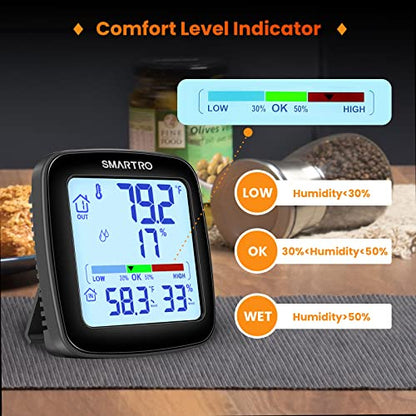 SC92 Professional Digital Wireless Indoor Outdoor Thermometer | Hygrometer Room Humidity Gauge Temperature and Humidity Meter Pro Accuracy Calibration