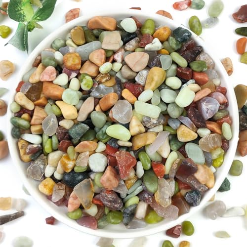 10LB Succulent and Cactus Colorful Pebbles, 3/8 Inch Stones | Pebbles for Indoor Plants Natural Decorative Polished River Rocks for Vases, Planters and Outdoor Gardening - color: Colorful, size: 10 Pounds
