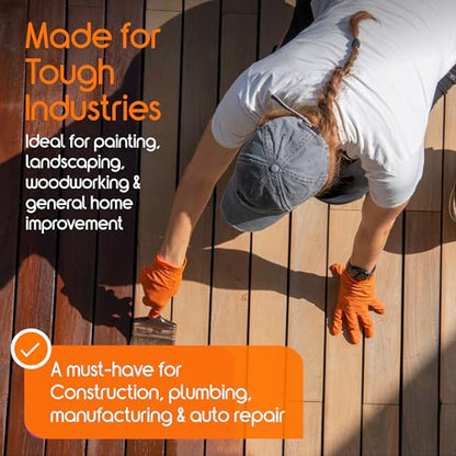 Inspire Heavy Duty Orange Nitrile Gloves | ULTRA 8 Mil Diamond Textured Grip | Industrial Mechanic Disposable Cleaning Gloves - size: Large
