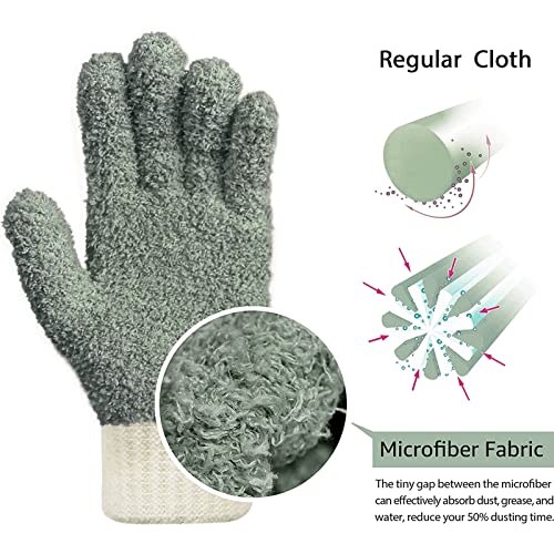 MIG4U Microfiber Gloves - Dusting Gloves for House Cleaning - Washable Blind Cleaner Duster Tool (Gray,S/M) - color: Gray 1 Pair, size: Small-Medium