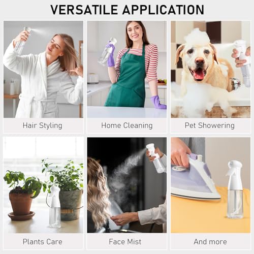 Bealee Spray Bottle for Hair, Continuous Mister, Fine Mist, 2 Pack, 6.8 Oz | Ultra-Fine Mist, Continuous Spray, Leak-proof Misting for Hairstyling, Barbers, Salons, Essential Oil, Cleaning, Planting - color: Black & White, 2 Pack
