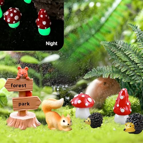 37 Pcs Fairy Wild Garden Supplies, Miniature Mushrooms Statues with Fake Moss for Fairy Outdoor Garden Micro Landscape Terrarium Plant Pots Bonsai Decor