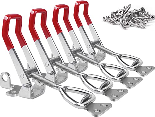 Vicuna R 4003 Heavy Duty Toggle Latch Clamp, Large Adjustable Pull Latch | 1320Lbs Holding Capacity, Toggle Clamp Latch with Lock Hole, for Smoker Lid Jig, Tool Box Case, 4 Pack with 20PCS Screws - style: 4003-4PK