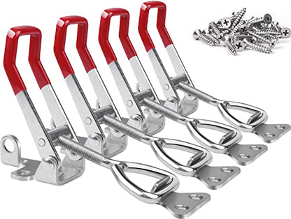 Vicuna R 4003 Heavy Duty Toggle Latch Clamp, Large Adjustable Pull Latch | 1320Lbs Holding Capacity, Toggle Clamp Latch with Lock Hole, for Smoker Lid Jig, Tool Box Case, 4 Pack with 20PCS Screws - style: 4003-4PK