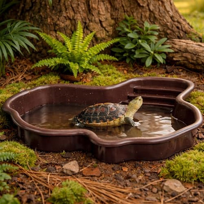 Petmolico Large Reptile Water Dish Non-Slip Bottom Habitat Accessories | For Turtle, Tortoise, Lizard, Gecko, Snake & Bearded Dragon