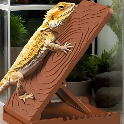 Bearded Dragon Basking Ramp Foldable Non-Slip Resting Playing Feeding | Bearded Dragons Climbing Step Ramp for Lizard Keepers Enclosure Vivarium Tank Frogs Geckos Chameleons Newts Snakes Tortoise - color: Light Brown