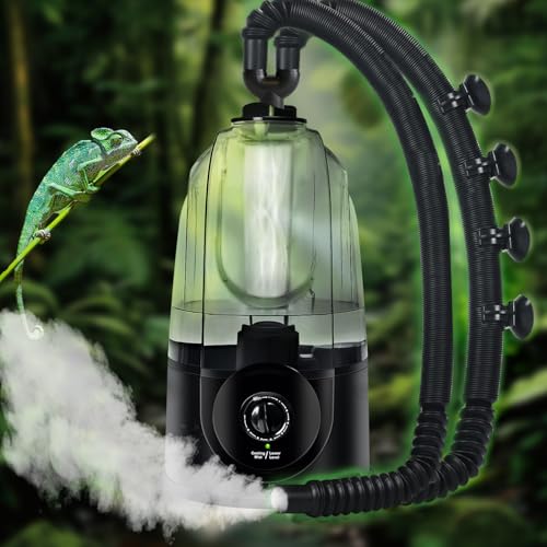 Coospider 3.8L Reptile Fogger Mister, Quiet Reptile Humidifier for Reptiles Tank, Terrarium Humidifiers, Reptile Misting System for Reptiles Amphibians Herps Vivarium (Dual Hose) - size: 3.8L/1GAL-Dual-UP