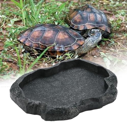 Reptile Water Dish, Resin Feeding Bowl for Tortoise | Made of durable resin, safe for snakes, lizards, iguanas, frogs, and other amphibians. Ideal for feeding and drinking.