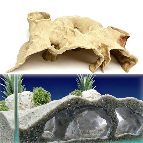 3D Printed Large Aquarium Cave for Fish Tank, Natural Under Gravel Underground Tunnel Hideout for Corydoras, Kuhli Loach, Clown Loach and Betta