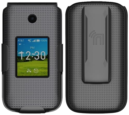 Holster Combo for Cricket Debut Flex Flip Phone Case with Belt Clip - Black | Also Fits AT&T Cingular Flex 2, For Model U1030AA or U1030AC via 2023 - color: Black