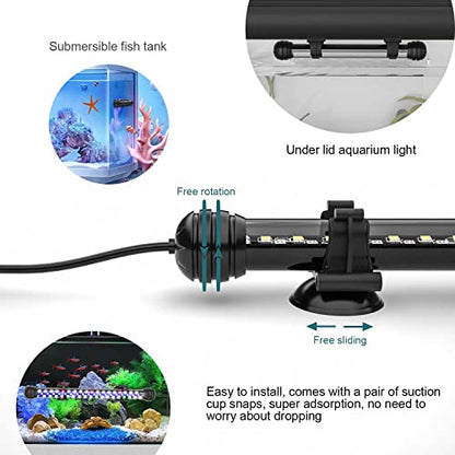 SEAOURA Submersible Led Aquarium Light for Fish Tank with Timer, 11 Inch | IP68 Waterproof Planted Fish Tank Light, Auto On/Off, 3 Light Modes-Full Spectrum, WRG Light, Blue Light, 10 Brightness - size: 11 inch for 12-23inch tank